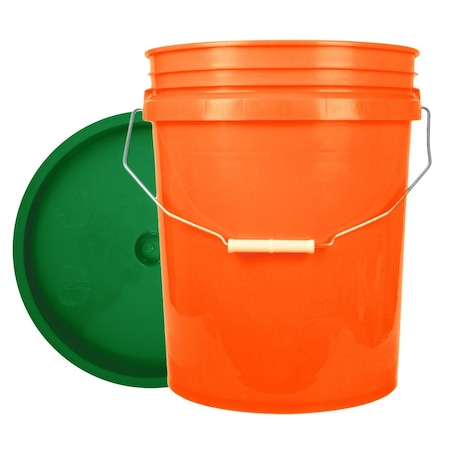 World Enterprises Bucket, 12 in H, Orange and Green 5ORG,345GRN